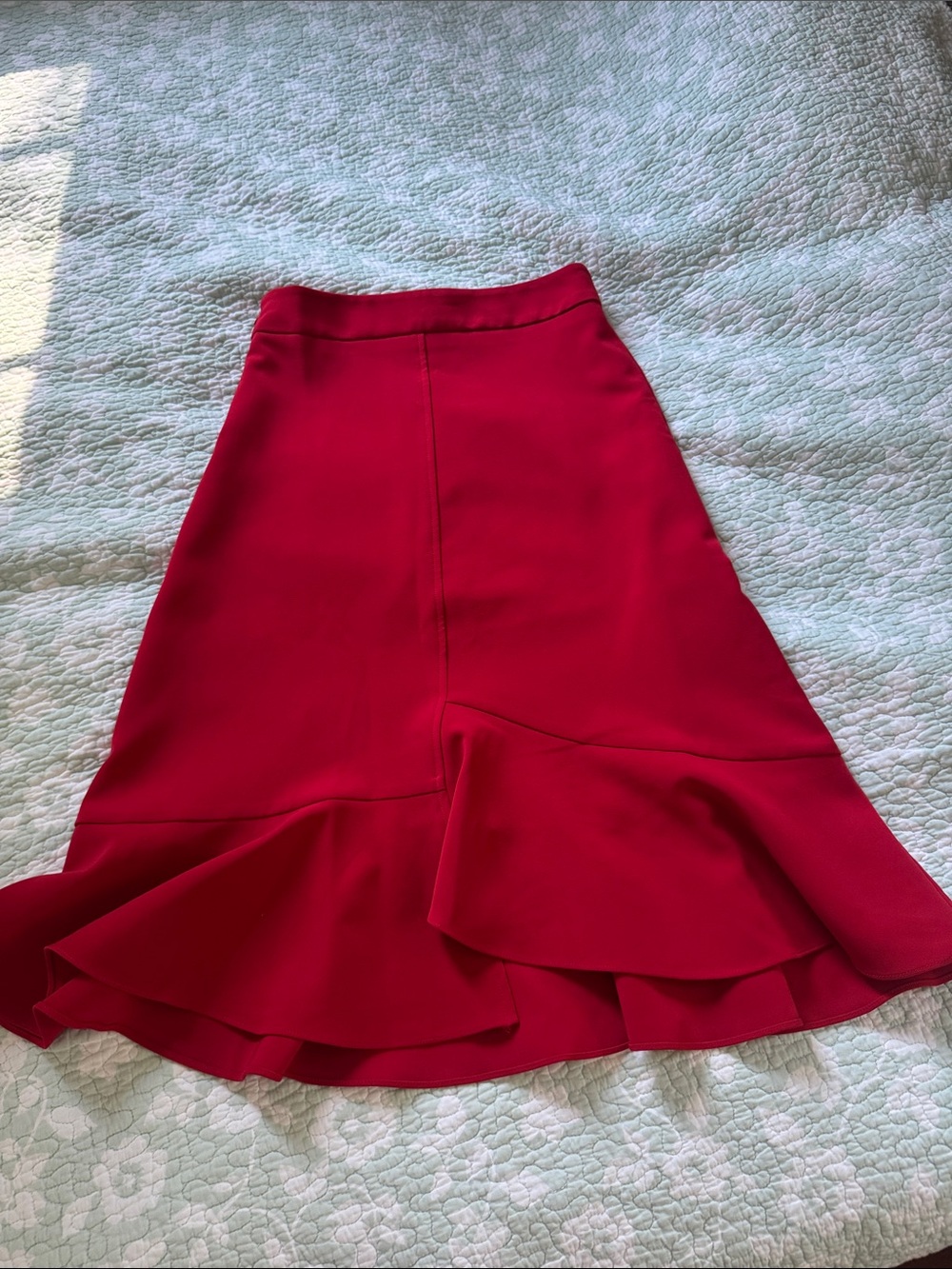 Women's Red Ruffle Hem Skirt